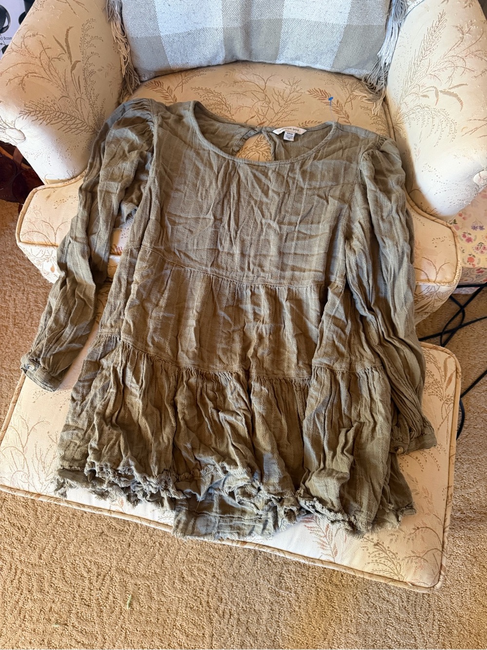 American Eagle Outfitters Olive Green Peasant Tunic